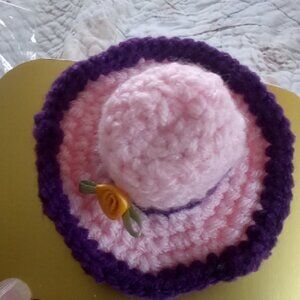 Charming Pink and Purple Crochet Kids Hat by [Brand]